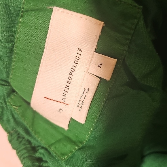 Anthropologie Strapless Embroidered Maxi Dress Green Tropical Botanical Smocked - Picture 7 of 9